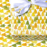 Gold Green Pine Tree Wrapping Paper, Watercolor Christmas Tree Wrapping Paper, Modern Holiday Wrapping Paper, Forest Winter Gift Wrap Roll