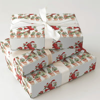 Poinsettia Botanical Gift Wrap Paper, Gardening Santa Christmas Wrapping Paper, Plant Lover Holiday Present Wrap, Xmas Wrapping Paper