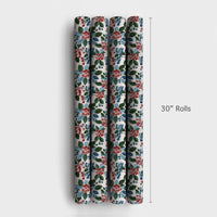 Botanical Holiday Gift Wrap, Watercolor Berry Wrapping Paper, Festive Floral Christmas Wrapping Paper, Winter Berry Gift Wrap Roll