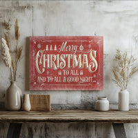 Rustic Red Holiday Canvas Print, Merry Christmas Canvas Wall Art, Christmas Quotes Canvas Decor, Festive Xmas Wall Art