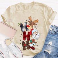 Merry Christmas Vibes Graphic Tee, Christmas Reindeer Snowman Santa Claus Shirt, Adorable Holiday Season T-Shirt, Festive Xmas Shirt
