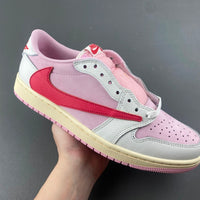 Low Top Sneakers, White Pink Colorway, Reverse Hook Design, Lace Up Design, Casual Gift for Sneaker Fans