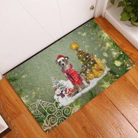 Snow Tree Welcome Mat, Australian Shepherd Christmas Doormat, Festive Aussie Dog Doormat, Winter Pet Floor Mat, Pet Lover Holiday Present