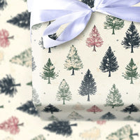 Vintage Christmas Wrapping Paper, Rustic Pine Tree Wrapping Paper, Forest Tree Holiday Gift Wrap, Winter Botanical Wrapping Paper Roll