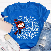 Adorable Winter Holiday Graphic Tee, Christmas Santa Hat Snowman T-Shirt, Festive Merry Christmas Shirt, Xmas Present for Women and Men