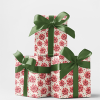 Red and White Candy Gift Wrap, Peppermint Swirl Christmas Wrapping Paper, Sweet Swirl Holiday Present Wrap, Festive Xmas Gift Wrap Roll