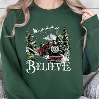 Vintage Holiday Train Crewneck, Believe Christmas Sweatshirt, Festive Winter Movie Sweater, Express Train Pullover
