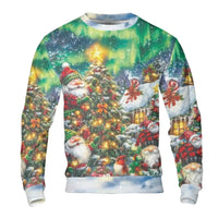 Northern Lights Holiday Crewneck, Christmas Santa Gnome Sweatshirt, Comfy Nordic Winter Pullover, Festive Christmas Gnome Sweatshirt