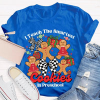 Preschool Teacher Christmas T-Shirt, I Teach the Smartest Cookies Shirt, Adorable Teacher Holiday Shirt, Pre-K Educator Xmas Tee, Teacher Present