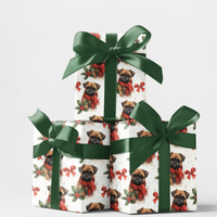 Christmas Puppy Wrapping Paper, Brussels Griffon Gift Wrap, Festive Santa Dog Gift Wrap Roll