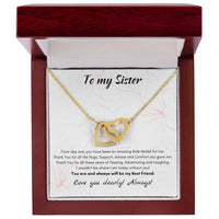 Sister Heart Necklace, Interlocking Hearts Necklace for Sister, Sentiment Message Heart Pendant Jewelry, Birthday Christmas Present for Her