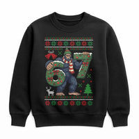 Humorous Sasquatch Christmas Sweatshirt, Bigfoot 67 Christmas Sweatshirt, Ugly Pattern Holiday Sweatshirt, Winter Sasquatch Crewneck Sweater