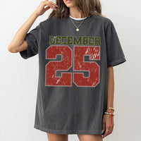 Retro Varsity Number Holiday Shirt, December 25 Christmas T-Shirt, Vintage Christmas Graphic Tee, Holiday Aesthetic T-Shirt Present