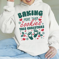 Christmas Pregnancy Announcement Hoodie, Baking More Than Cookies Hoodie, Baby Feet Holiday Hoodie, Mom to Be Sweatshirt, Xmas Baby Reveal