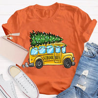Festive Holiday Bus Driver Tee, School Bus Christmas Tree T-Shirt, Christmas Bus Graphic Shirt, Adorable Winter Xmas Tee, Teacher Holiday Present