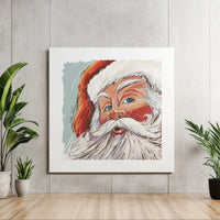 Artistic Christmas Santa Canvas Print, Modern Santa Claus Sketch Canvas, Holiday Wall Art Decor, Minimalist Xmas Canvas Painting Present