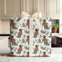 Black Labrador Winter Scarf Gift Wrap, Black Lab Wrapping Paper, Dog Lover Christmas Wrapping Paper, Holiday Puppy Wrapping Paper Roll