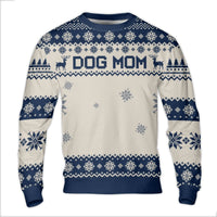 Reindeer Snowflake Ugly Sweater, Dog Mom Ugly Christmas Sweater, Nordic Holiday Sweatshirt, Adorable Pet Lover Crewneck, Winter Pullover Sweater