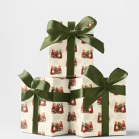 Vintage Christmas Gift Wrap Roll, Santa and Mrs Claus Piano Wrapping Paper, Retro Holiday Wrapping Paper, Festive Present Wrap