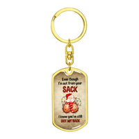 Santa Pun Christmas Keychain, Humorous Step Dad Keychain, Bonus Dad Dog Tag Keychain, Meaningful Stepdad Present from Daughter Son