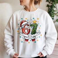 Humorous Santa Hands Number Sweatshirt, 6-7 Christmas Sweatshirt, Retro Holiday Graphic Crewneck, Matching Christmas Pullover Sweatshirt