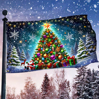 Double Sided Holiday Plaid Flag, Merry Christmas Tree House Flag, Winter Season Outdoor Garden Flag, Xmas Porch Yard Home Decor