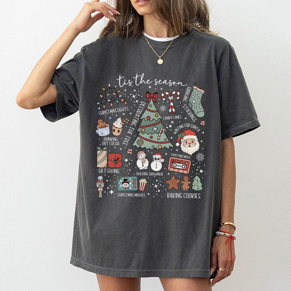 Retro Y2K Holiday T-Shirt, Tis the Season Christmas Shirt, Adorable Xmas Graphic Tee, Trendy Winter Holiday Shirt, Festive Pr