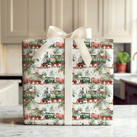 Vintage Steam Engine Gift Wrap, Christmas Train Wrapping Paper, Holiday Locomotive Gift Wrapping Paper, Festive Winter Present Wrap Roll