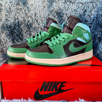 Mid Top Sneakers, Green White Colorway, Lace Up Design, Casual Gift for Sneaker Fans