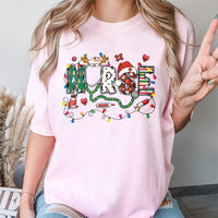 Festive Stethoscope Nurse Tee, Christmas Nurse T-Shirt, Registered Nurse Xmas Shirt, Nursing Student Holiday T-Shirt, RN Medical Staff Present