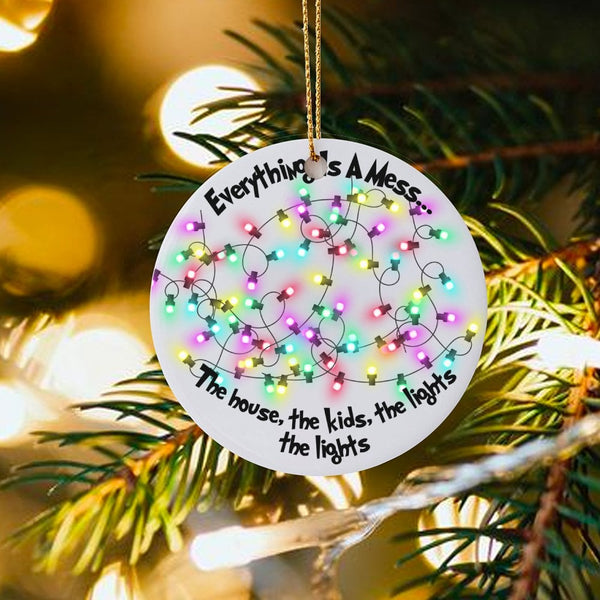 Tangled Lights Ceramic Ornament, Humorous Everythings A Mess Christmas Ornament, Humorous Holiday Tree Ornament, Chaos Gag Pr