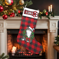 Grey Tabby Kitten Holiday Stocking, Personalized Cat Christmas Stocking, Santa Hat Wreath Pet Stocking, Custom Cat Lover Christmas Present