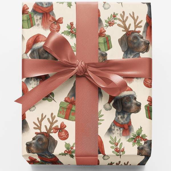 Festive Holiday Dog Gift Wrap, German Shorthaired Pointer Christmas Wrapping Paper, Winter Dog Lover Present Paper Roll for X