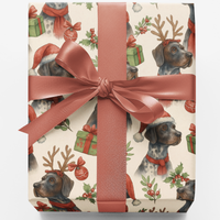 Festive Holiday Dog Gift Wrap, German Shorthaired Pointer Christmas Wrapping Paper, Winter Dog Lover Present Paper Roll for Xmas