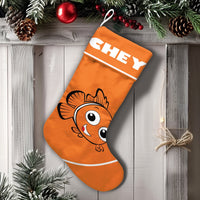 Adorable Fish Holiday Stocking, Clownfish Christmas Stocking, Personalized Christmas Stocking, Ocean Animal Holiday Stocking, Custom Kids Present