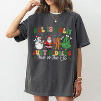 Nurse Christmas T-Shirt, All Is Calm Just Kidding ER Shirt, Humorous ER Holiday Tee, Medical Staff Xmas Graphic Shirt, ER Nurse Present
