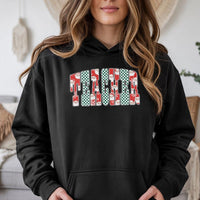 Santa Checkered Holiday Sweatshirt, Teacher Christmas Hoodie, Festive Educator Pullover, Adorable Teacher Xmas Hooded Sweater, School Staff Present