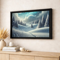 Snowy Pine Tree Landscape Canvas Print, Winter Forest Canvas Wall Art, Winter Nature Wall Decor, Rustic Holiday Canvas, Christmas Home Present