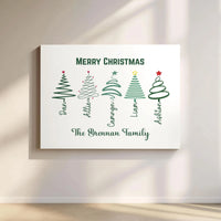 Custom Names Holiday Canvas Print, Personalized Family Christmas Tree Canvas Art, Winter Wall Decor, Personalized Christmas Present for Family