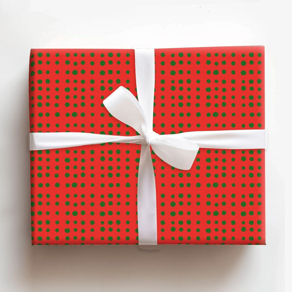 Classic Christmas Gift Wrap, Red Green Polka Dot Wrapping Paper, Festive Dot Holiday Wrapping Paper, Xmas Present Wrap, Holid