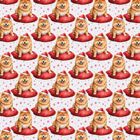Long-Haired Dog Santa Hat Gift Wrap, Shiba Inu Christmas Wrapping Paper, Holiday Present Paper, Adorable Pet Christmas Paper