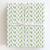 Rustic Evergreen Forest Gift Wrap, Green Pine Tree Wrapping Paper, Minimalist Christmas Tree Wrapping Paper, Winter Holiday Gift Wrap Roll