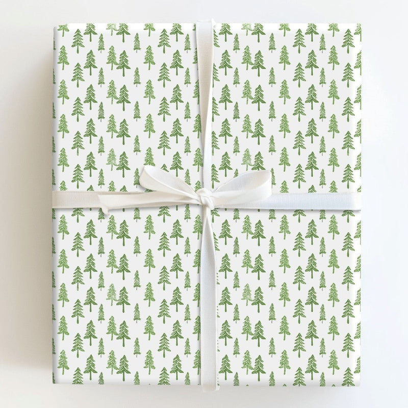 Rustic Evergreen Forest Gift Wrap, Green Pine Tree Wrapping Paper, Minimalist Christmas Tree Wrapping Paper, Winter Holiday Gift Wrap Roll