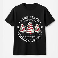 Festive Dessert Tree Graphic Tee, Farm Fresh Christmas Cake T-Shirt, Adorable Holiday Bakery Foodie Shirt, Tis the Season Baking Graphic Top