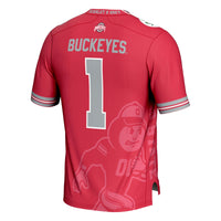 #1 Ohio State Buckeyes Icon Print Football Fashion Jersey - Scarlet