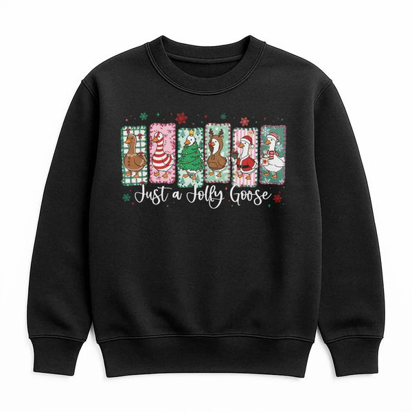 Humorous Holiday Goose Sweater, Jolly Goose Christmas Sweatshirt, Adorable Winter Goose Crewneck, Festive Animal Lover Pullov