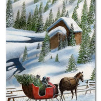 Winter Holiday Metal Wall Art, Vintage Sleigh Pine Trees Metal Sign, Christmas Snowy Metal Decor, Rustic Farmhouse Home Present