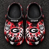 UGA Splatter - Red, Black and Bulldog Attitude Clogs