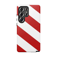 Red White Diagonal Striped Phone Cover, Candy Cane Stripe Samsung Galaxy Phone Case, Holiday Christmas Phone Case
