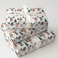 Equestrian Santa Hat Gift Wrap, Christmas Horse Wrapping Paper, Watercolor Horse Wrapping Paper Roll, Winter Animal Holiday Gift Wrap